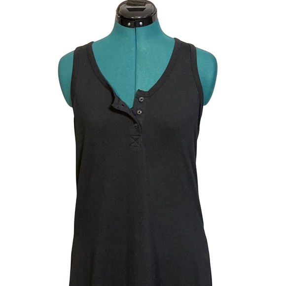 Toad&Co Piru Henley Midi Tank Dress Black Sleeveless Hemp Blend T1782202 Small - Picture 2 of 9